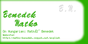 benedek matko business card